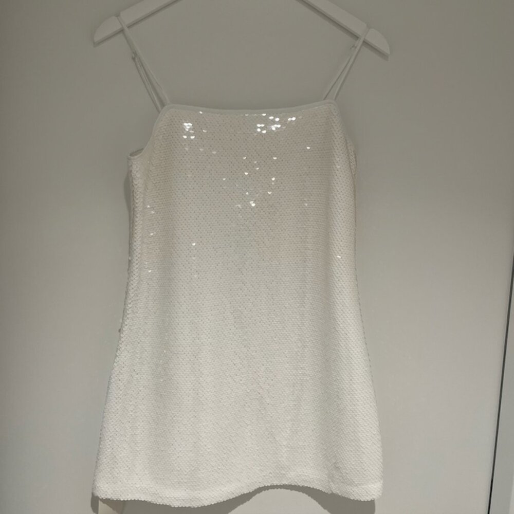 Abercrombie White Sequin Squareneck Mini Dress